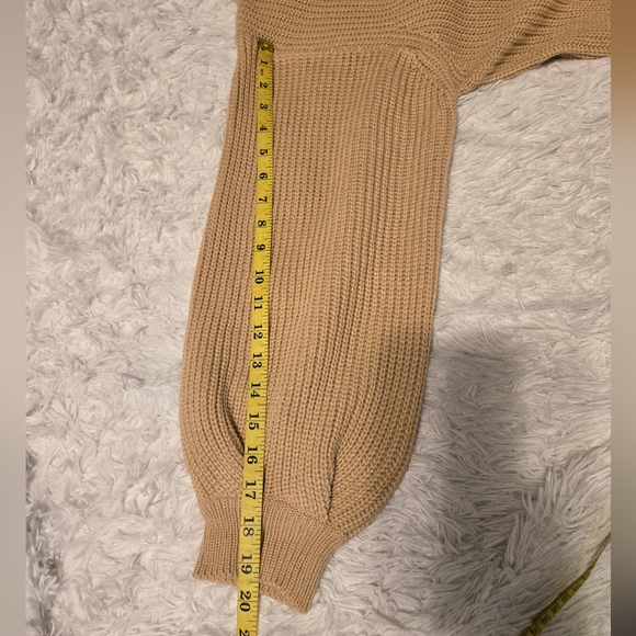 NWT ZAFUL Women's Oversized Crew Neck Lantern Sleeve Sweater One Size Light Brow - Picture 5 of 8